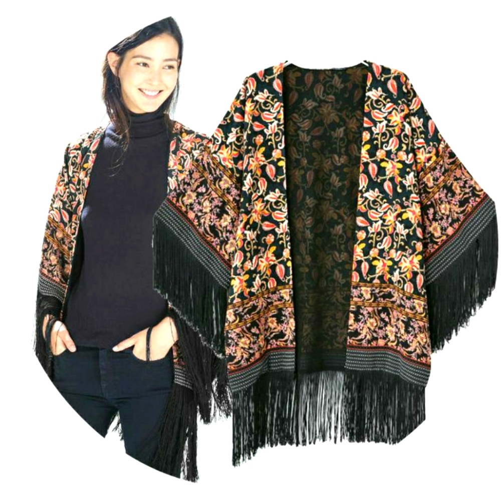 Fringe floral kimono cardi large